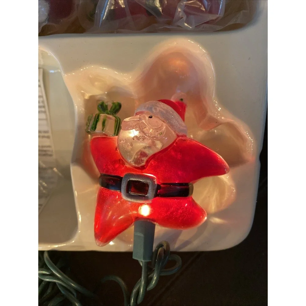 Star Santa Red‎ Indoor Outdoor Clip On Christmas Lights 10 Ct 9 Ft Vtg Holiday